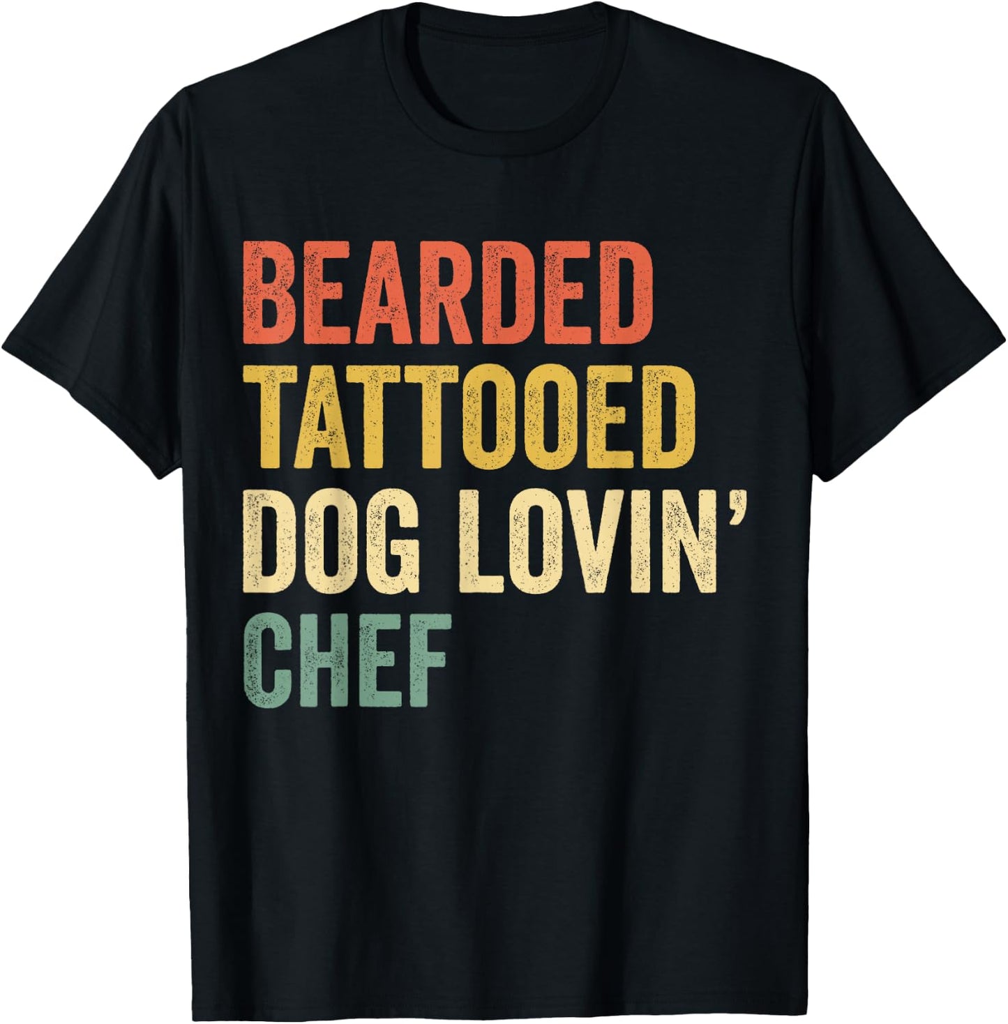 Bearded Tattooed Dog Lovin Chef Funny Cook Cooking Lovers T-Shirt - T-Shirt | Black