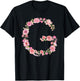 Cool Initial Alphabet Monogram Flowers Gifts Floral Letter G T-Shirt - T-Shirt | Black