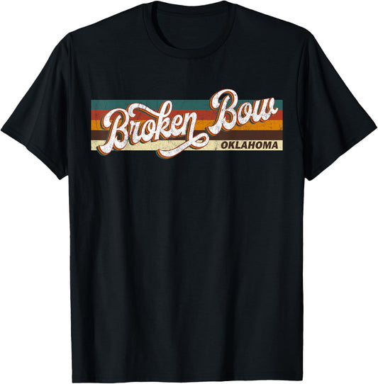 Retro Vintage 80s 70s Broken Bow Retro Oklahoma T-Shirt - T-Shirt | Black