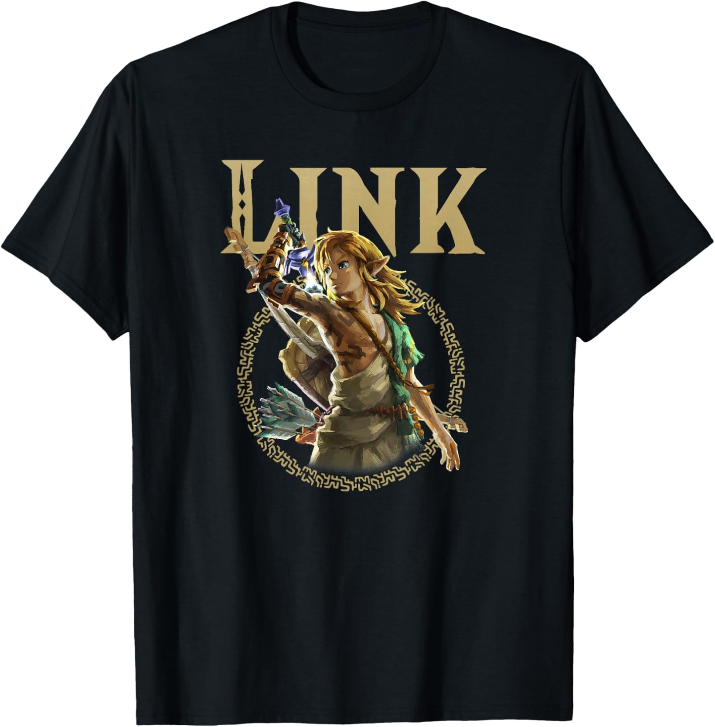 The Legend of Zelda Tears of The Kingdom Link Circle Logo T-Shirt - T-Shirt | Black