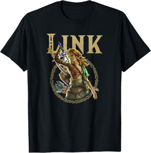 The Legend of Zelda Tears of The Kingdom Link Circle Logo T-Shirt - T-Shirt | Black
