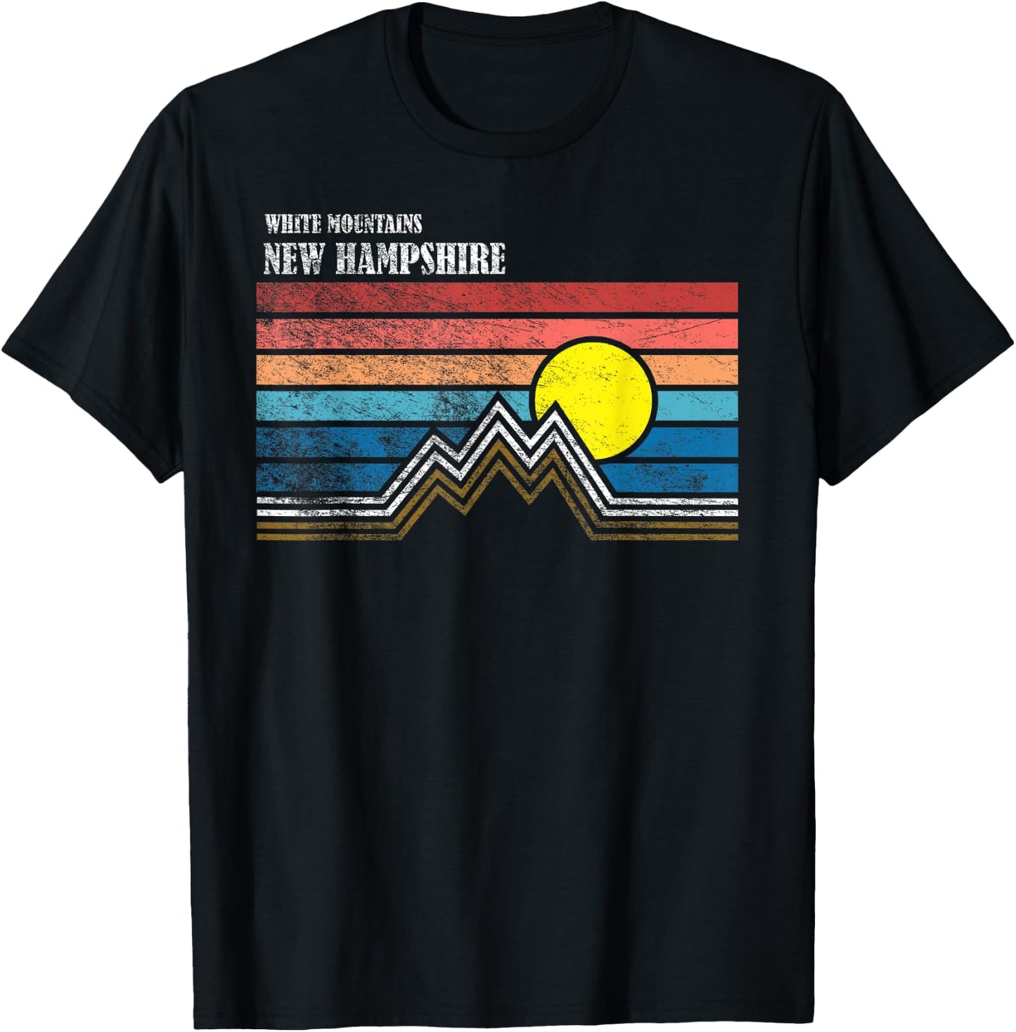 Retro White Mountains NH T-Shirt - T-Shirt | Black