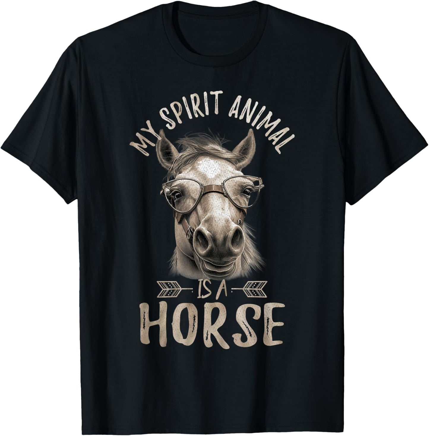 Vintage My Spirit Animal Is A Horse, Horseback Riding T-Shirt - T-Shirt | Black