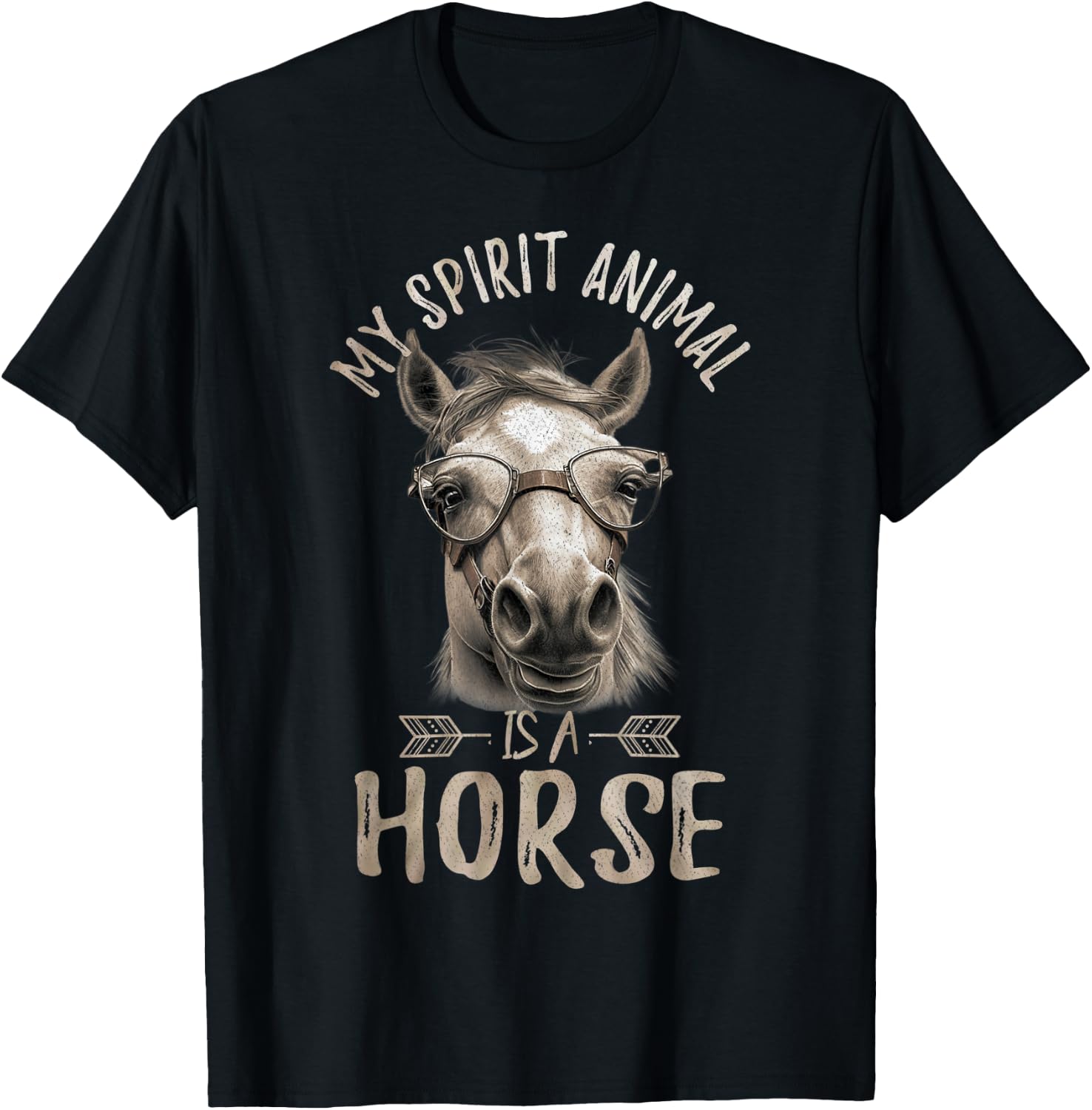 Vintage My Spirit Animal Is A Horse, Horseback Riding T-Shirt - T-Shirt | Black
