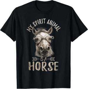 Vintage My Spirit Animal Is A Horse, Horseback Riding T-Shirt - T-Shirt | Black