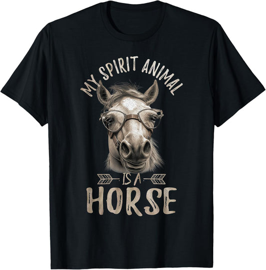 Vintage My Spirit Animal Is A Horse, Horseback Riding T-Shirt - T-Shirt | Black