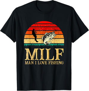 MILF-Man I Love Fishing Funny Fishing Fishermen fishing T-Shirt - T-Shirt | Black