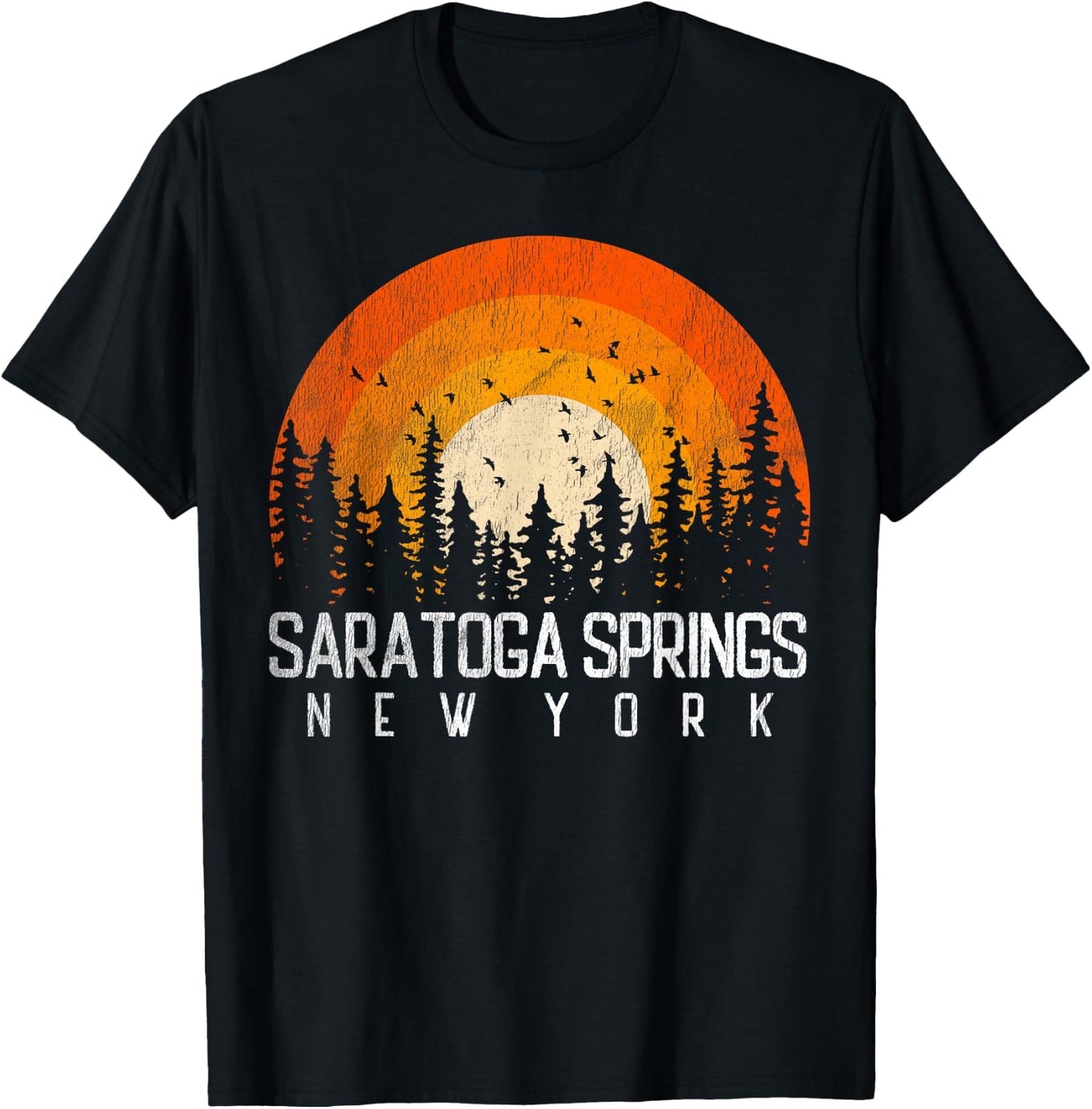 Saratoga Springs New York NY Shirt Retro Vintage 80s Gift T-Shirt - T-Shirt | Black