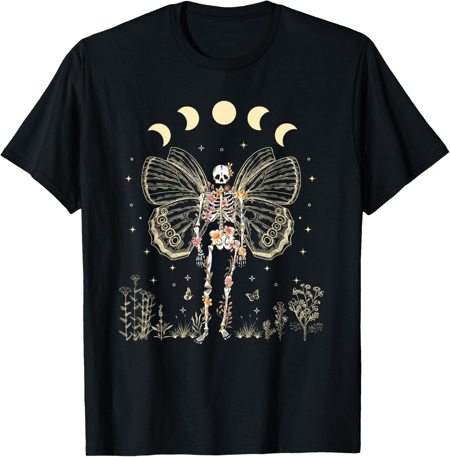 Fairy Grunge Fairycore Aesthetic Butterfly Skeleton Gothic T-Shirt - T-Shirt | Black