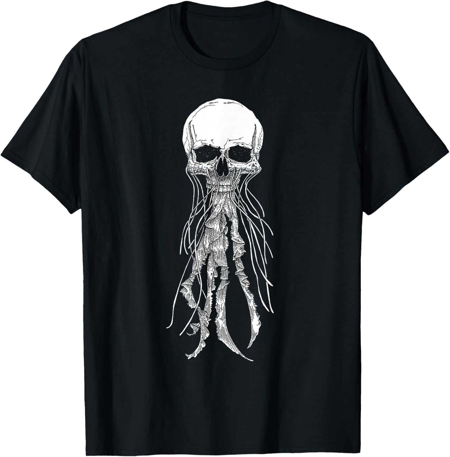 Skeleton Skull Scary jellyfish Halloween Rock n Roll T-Shirt - T-Shirt | Black