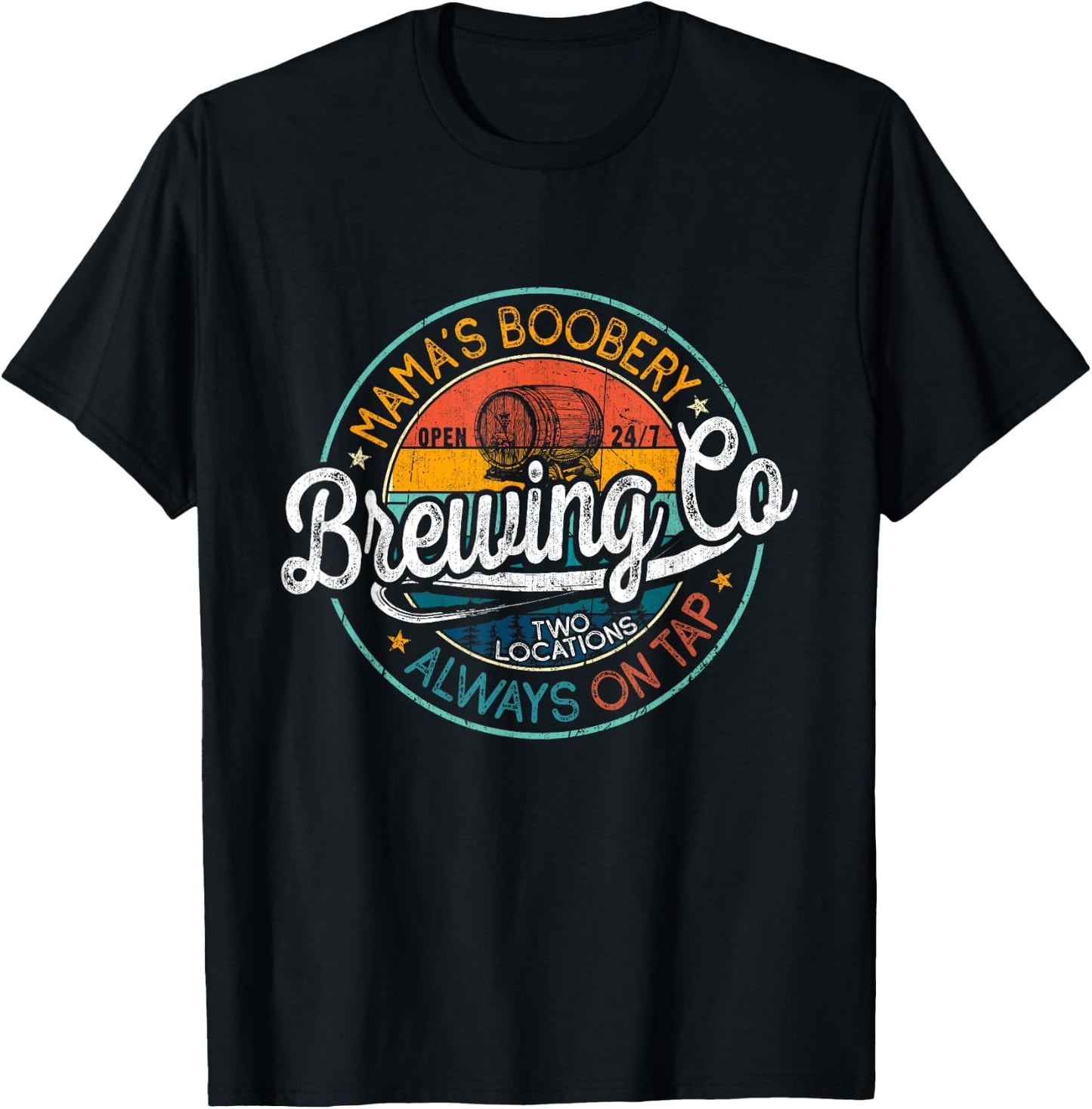 Mama Boobery Breastfeeding Brewery Retro New Mom Brewing Co T-Shirt - T-Shirt | Black