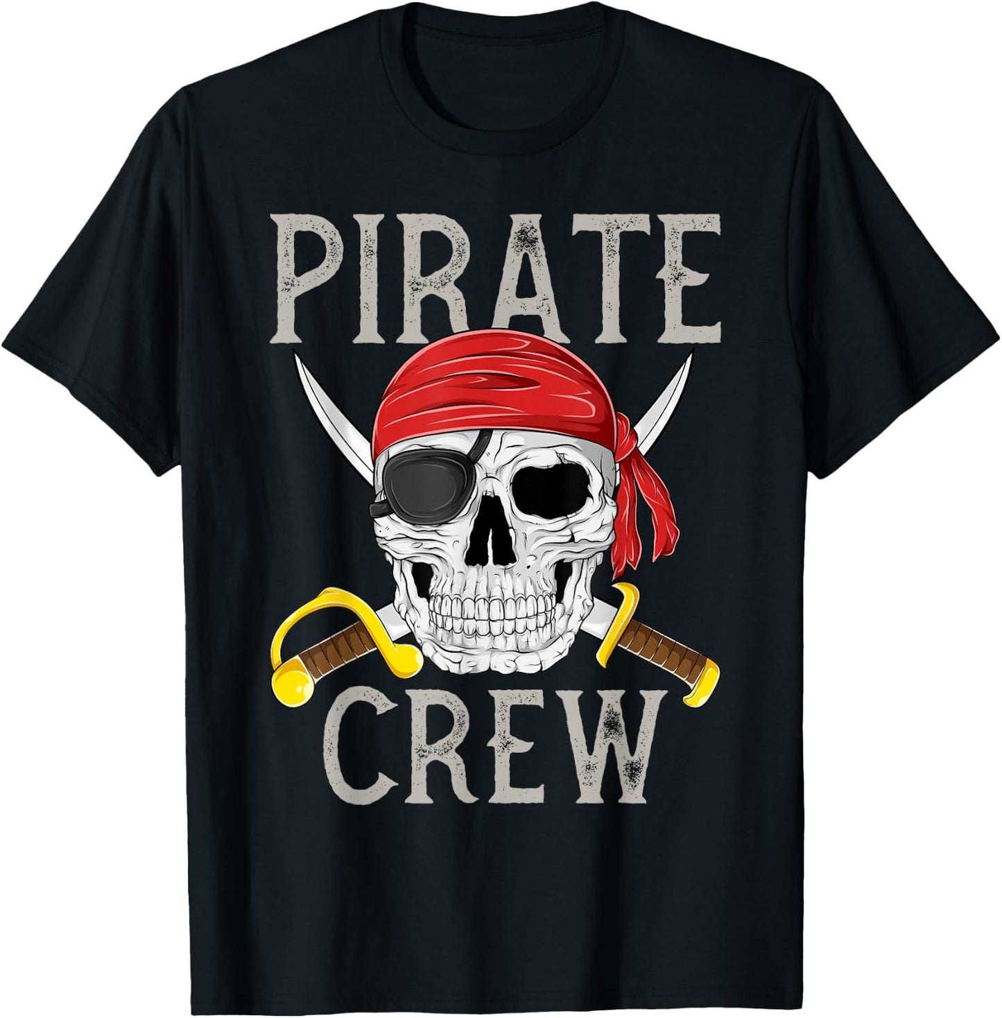 Pirate Crew Jolly Roger Flag Skull Family Matching Pirates T-Shirt - T-Shirt | Black