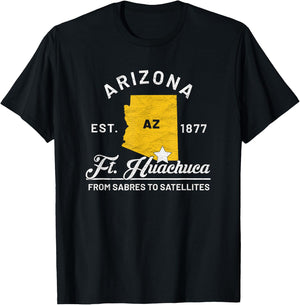 Fort Huachuca Arizona Az Vintage From Sabres To Satellites T-Shirt - T-Shirt | Black