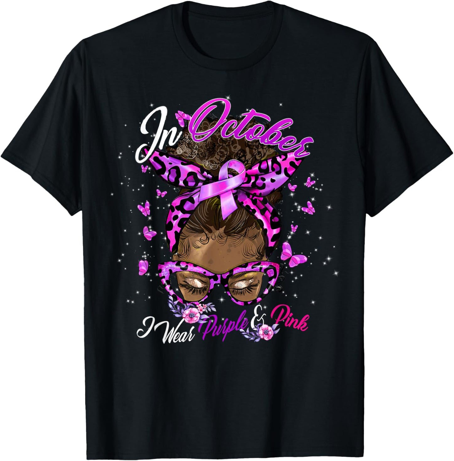 October Domestic Violence & Breast Cancer Awareness T-Shirt - T-Shirt | Black