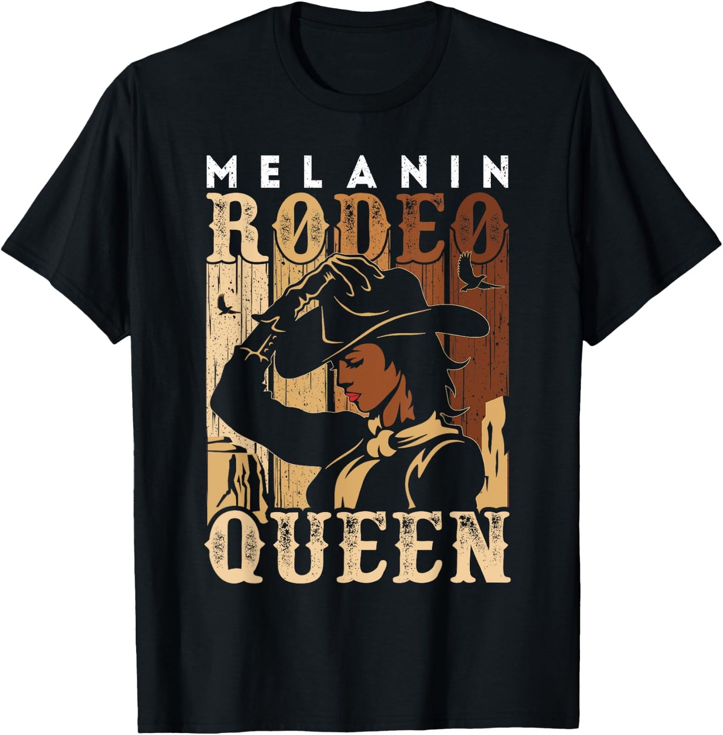 Melanin Rodeo Queen Country Woman African American Cowgirl T-Shirt - T-Shirt | Black