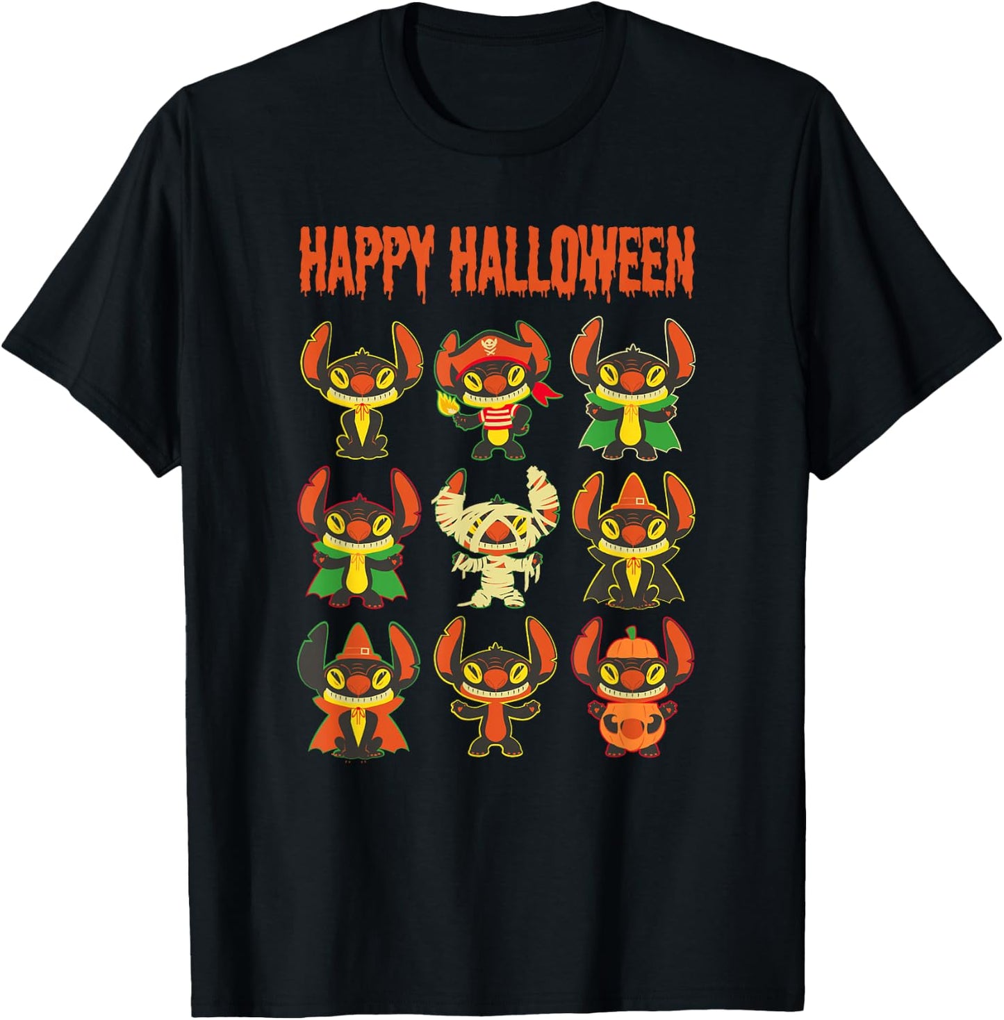 Disney Lilo & Stitch Halloween Stitch Costume Stack T-Shirt - T-Shirt | Black
