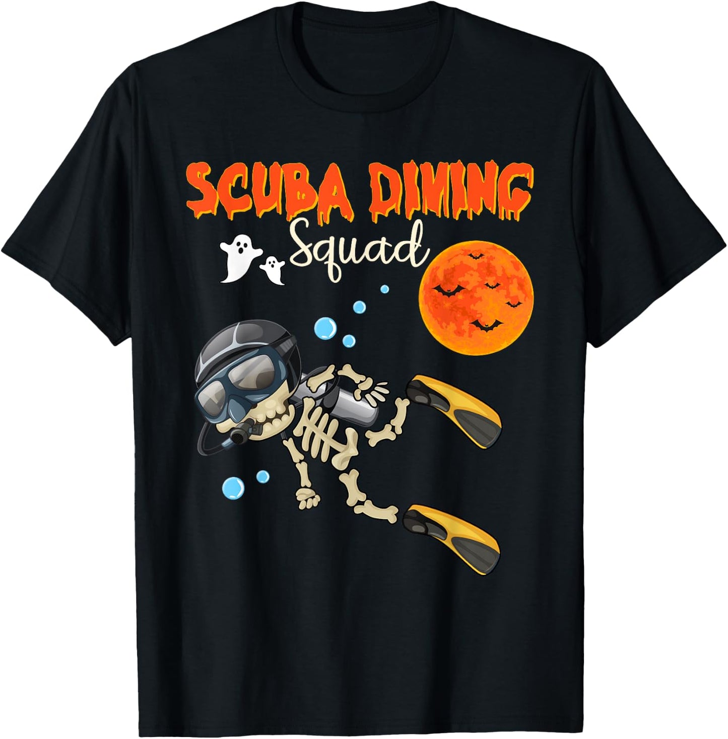 Scuba Diving Squad Halloween Skeleton Costume Scuba Diver T-Shirt - T-Shirt | Black