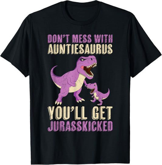 Tantesaurus Mother's Day Aunt Auntiesaurus Rex Dino T-Shirt - T-Shirt | Black
