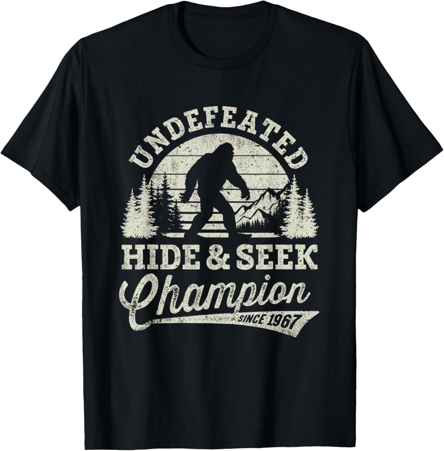 Bigfoot Undefeated Hide and Seek Champion Vintage T-Shirt - T-Shirt | Black