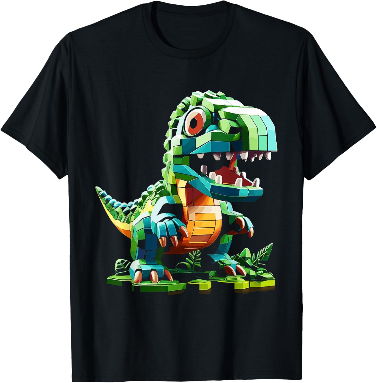 Master Builder Bricks Blocks Play Toys Dinosaur T-Shirt - T-Shirt | Black