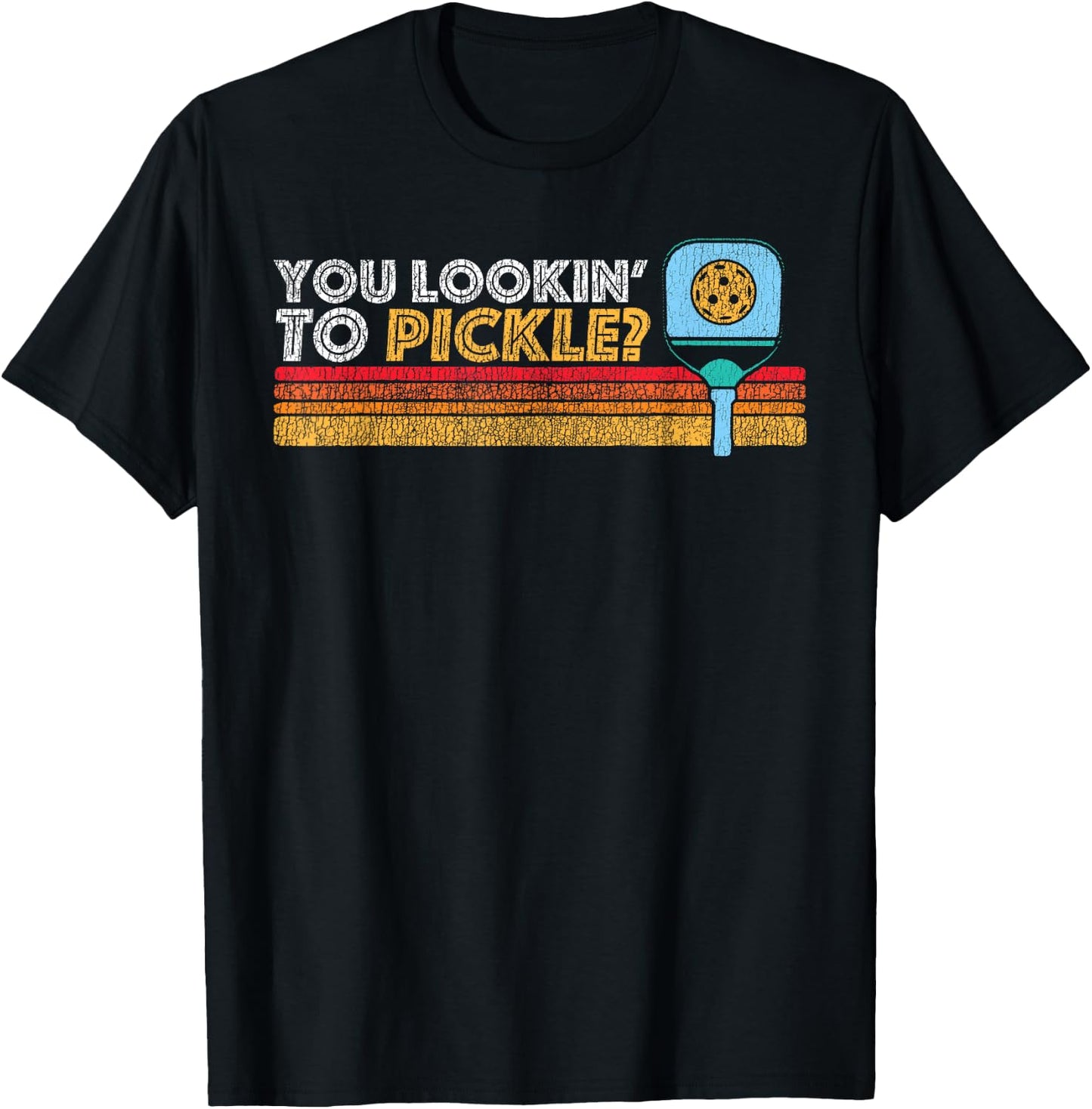 You Lookin' To Pickle? Pickleball Retro 80s FIT2SERVE 90s T-Shirt - T-Shirt | Black