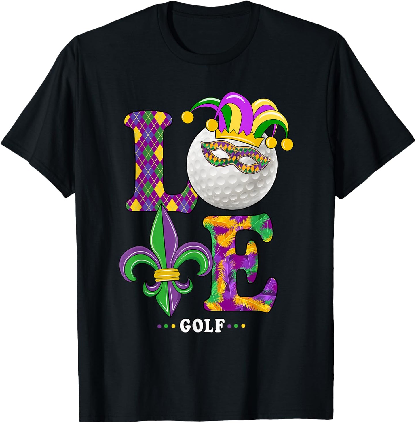 Love Golf Mardi Gras Costume Carnival Golf Lover T-Shirt - T-Shirt | Black