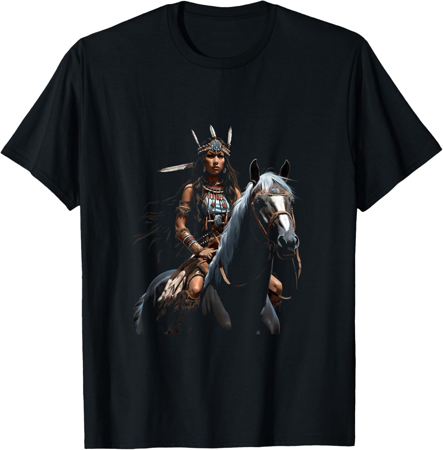 American Indian Warrior Horse T-Shirt - T-Shirt | Black