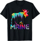 Maine Vintage Tie Dye Souvenir Elk T-Shirt - T-Shirt | Black