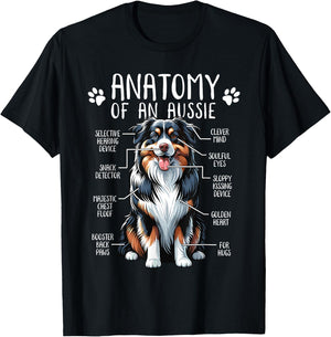 Funny Anatomy Australian Shepherd Dog Lover Aussie Owner Men Women Girls Kids T-Shirt - T-Shirt | Black