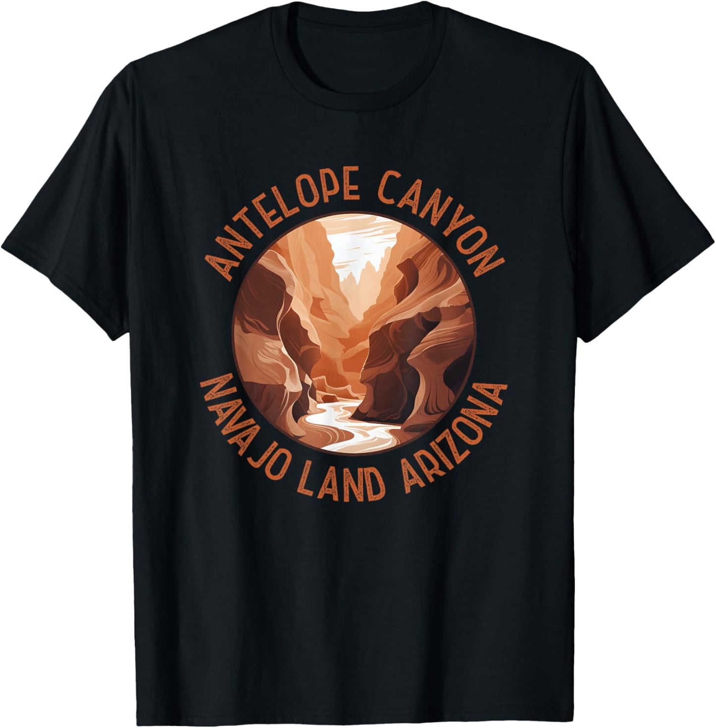 Antelope Canyon Arizona Distressed Circle Vintage T-Shirt - T-Shirt | Black