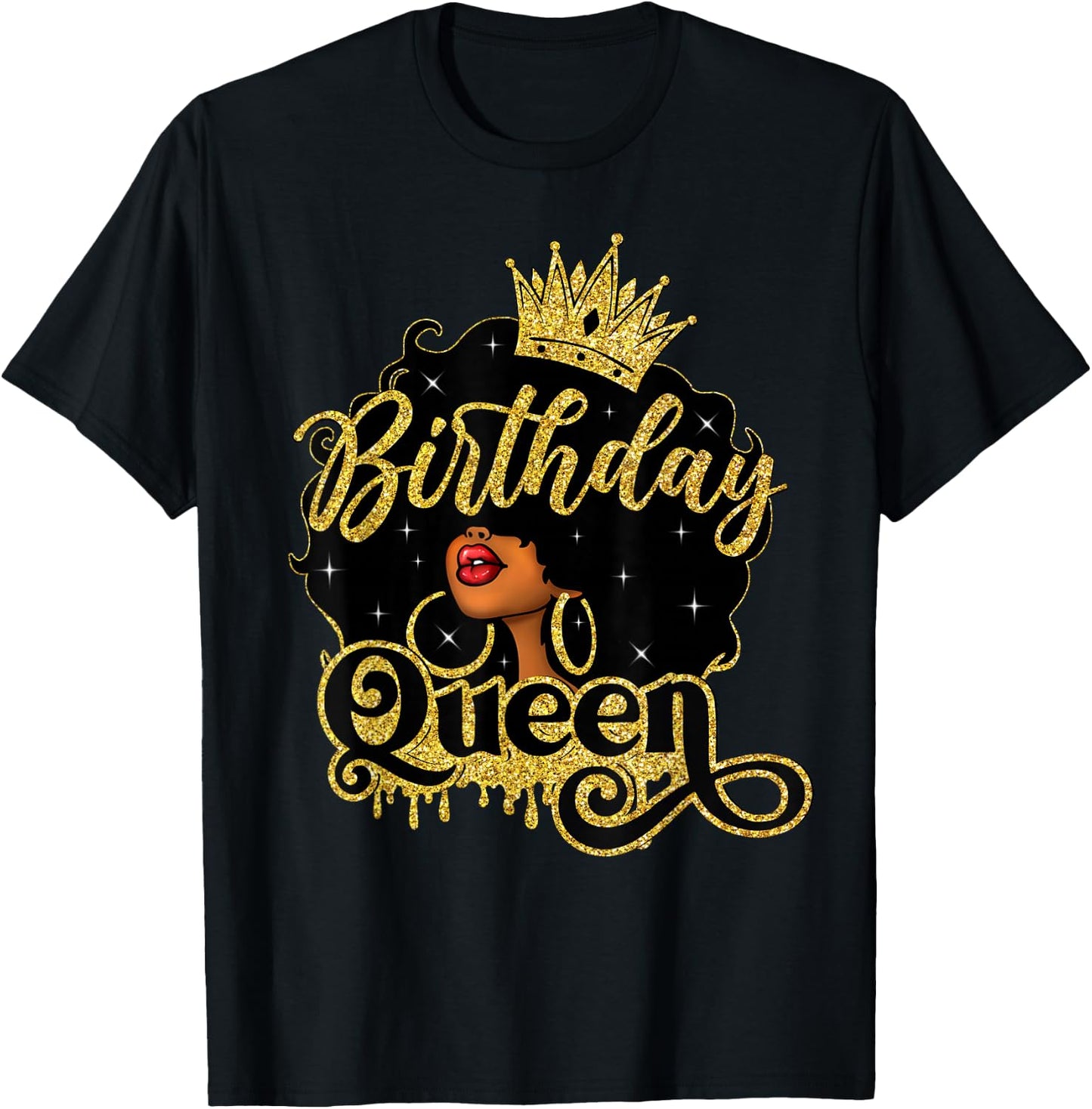 Birthday Afro Women Girls African American Black Queen T-Shirt - T-Shirt | Black