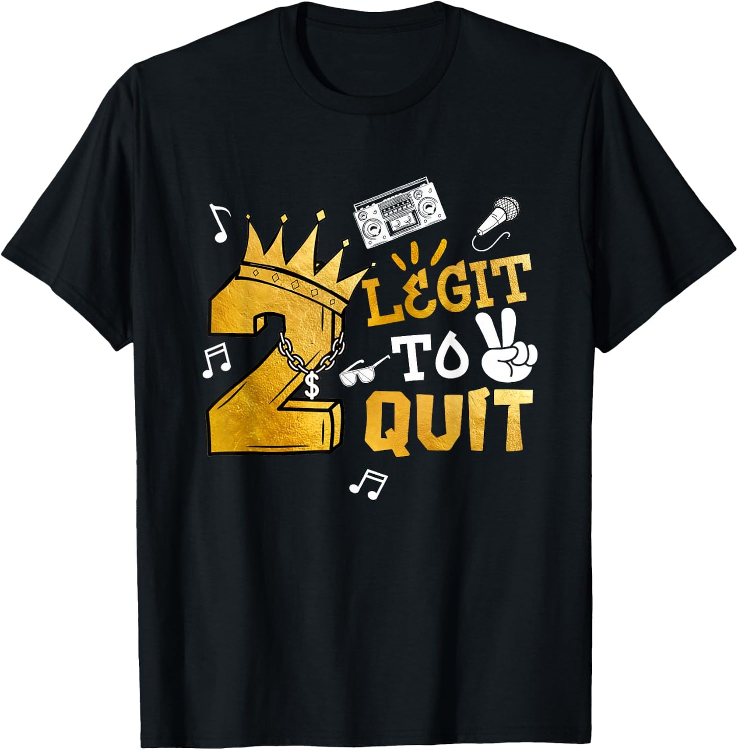 Two Legit To Quit Party Decorations Boy 2nd Birthday Hip Hop T-Shirt - T-Shirt | Black
