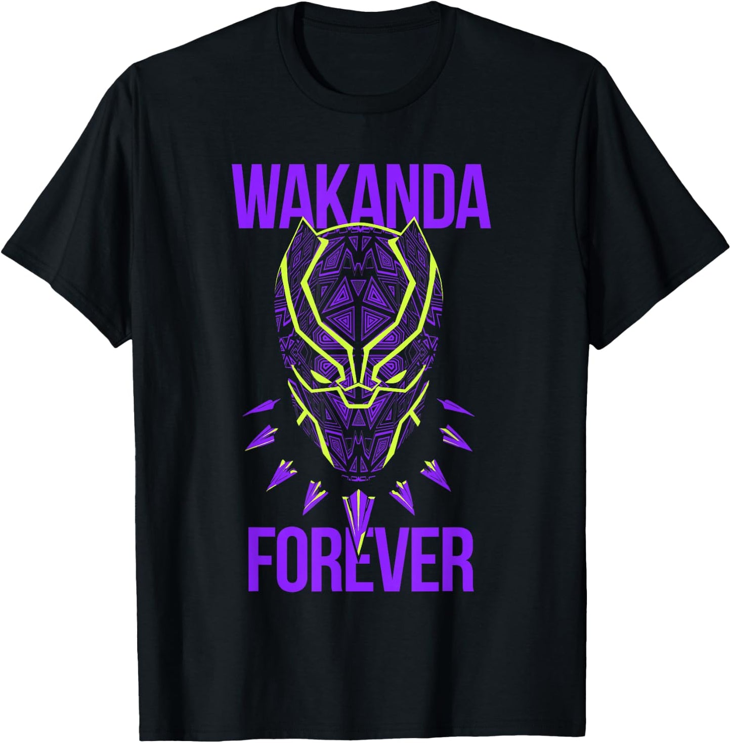 Marvel Comics Retro Classic Wakanda Forever Neon Panther T-Shirt - T-Shirt | Black