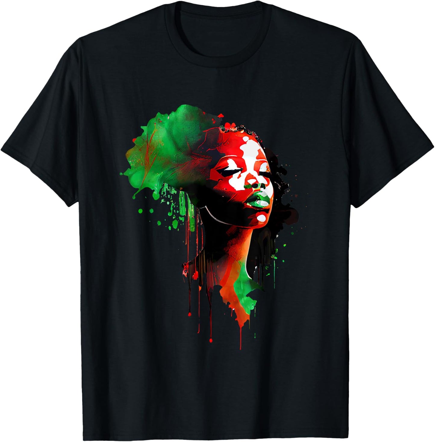 Young Black King Afro Melanin Boy Colour Dripping T-Shirt - T-Shirt | Black