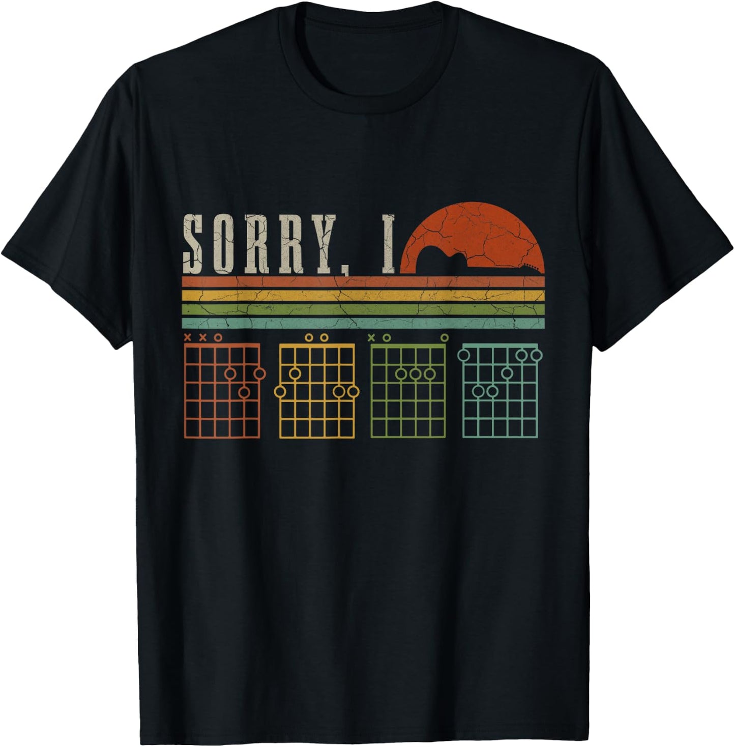 Sorry I-DGAF Funny Hidden Message Guitar Chords Players T-Shirt - T-Shirt | Black