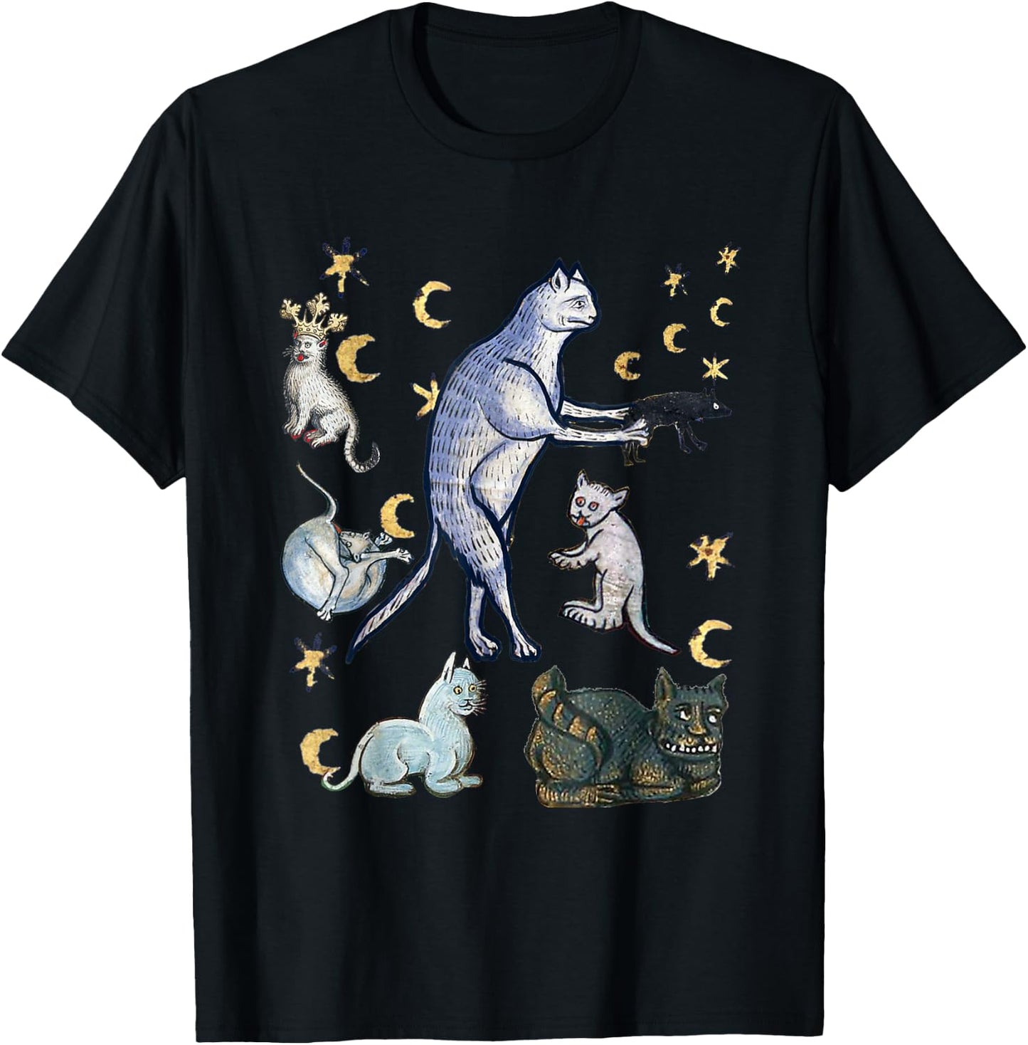 Ugly Medieval Cats T-Shirt - T-Shirt | Black
