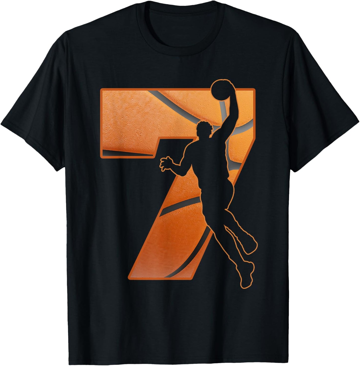 7 Year Old 7th Basketball Birthday PartyTheme Boys Girls T-Shirt - T-Shirt | Black