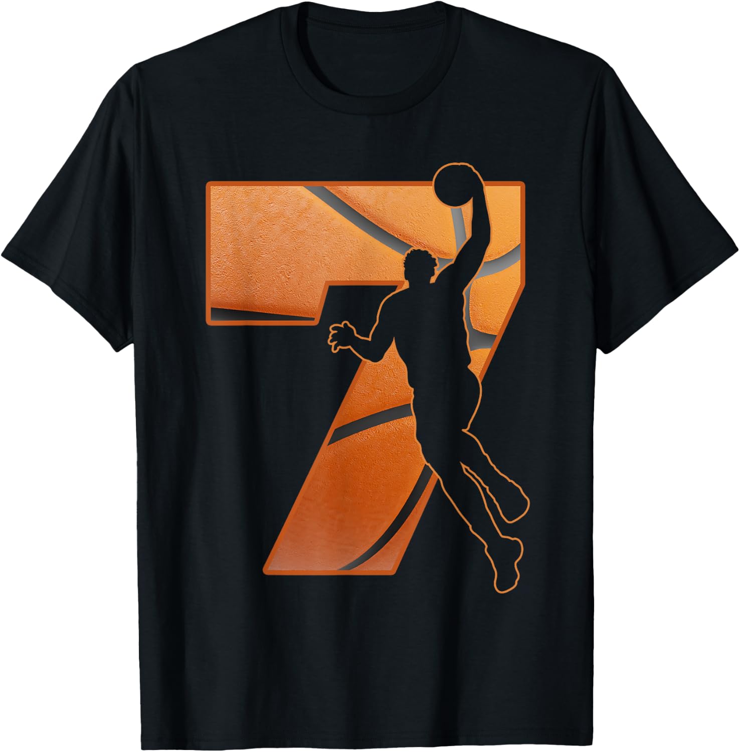 7 Year Old 7th Basketball Birthday PartyTheme Boys Girls T-Shirt - T-Shirt | Black