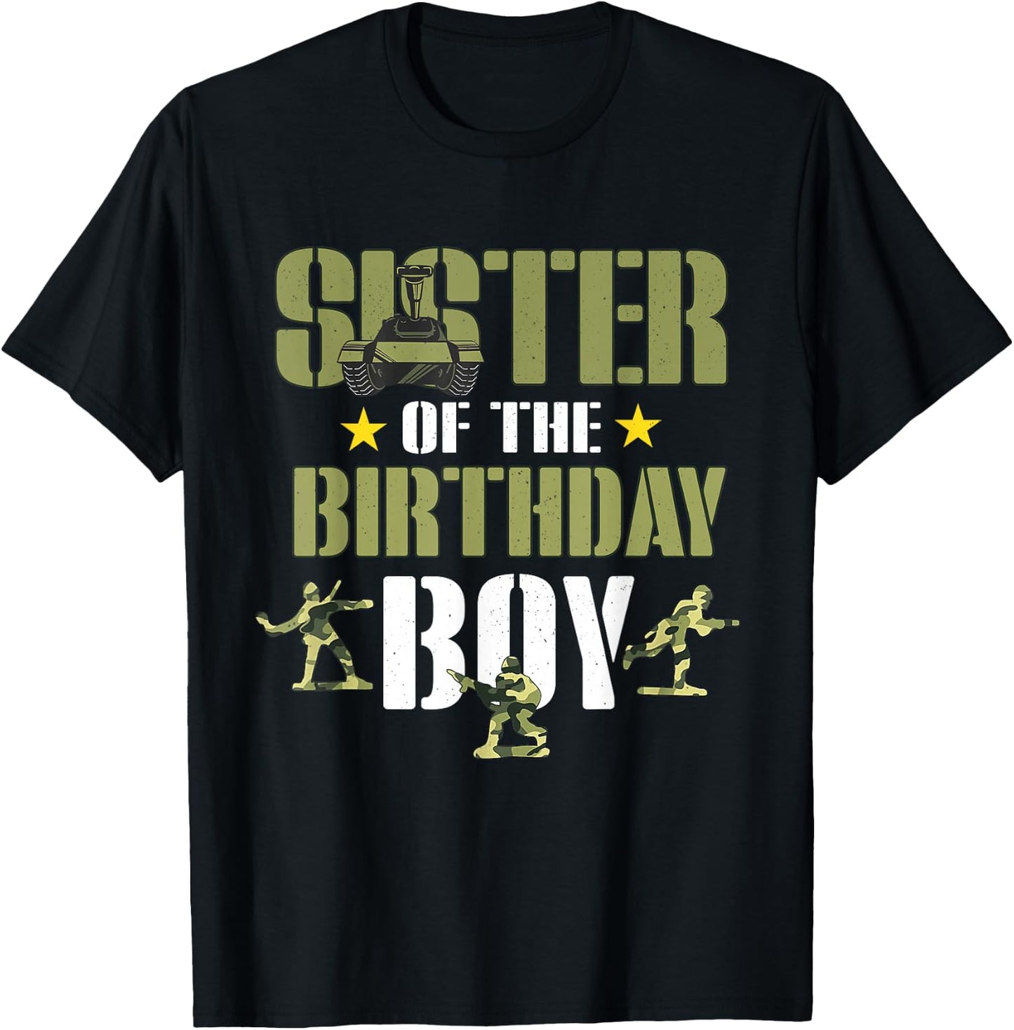 Sister of The Birthday Boy Shirt Army Camouflage Sister 1st T-Shirt - T-Shirt | Black