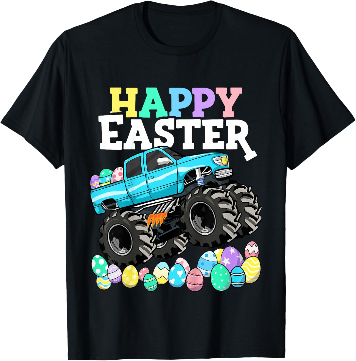 Boys Happy Easter Monster Truck Easter Eggs Toddler T-Shirt - T-Shirt | Black