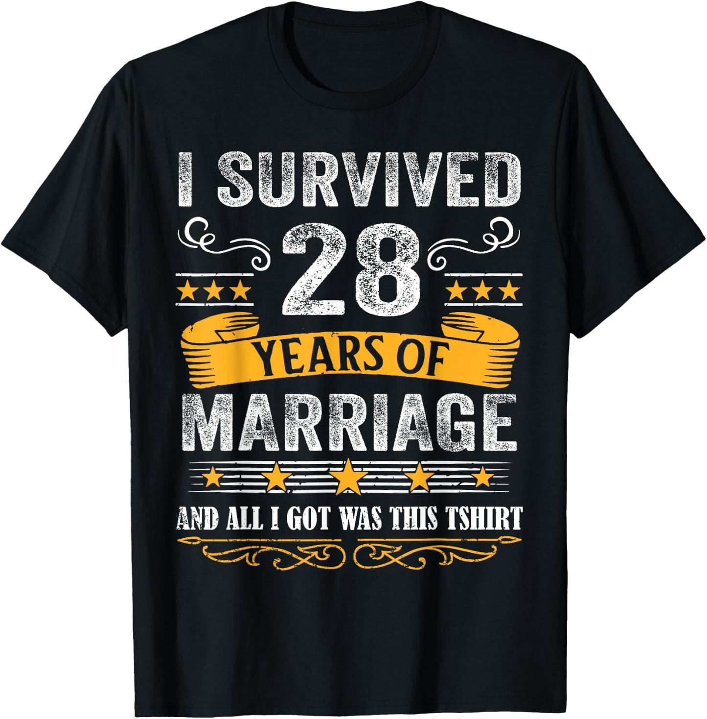 28th Wedding Anniversary shirt Couples Husband Wife 28 Years T-Shirt - T-Shirt | Black