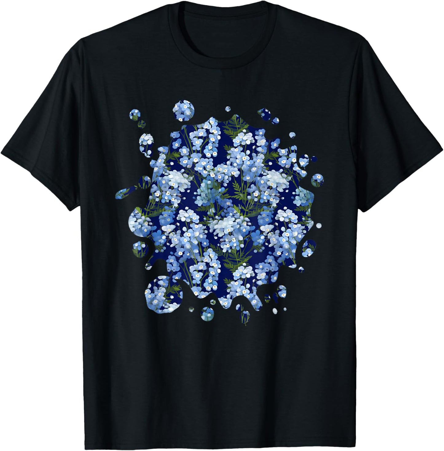 Cute Forget-Me-Not Inspired Flower Plant Lover Gardener T-Shirt - T-Shirt | Black