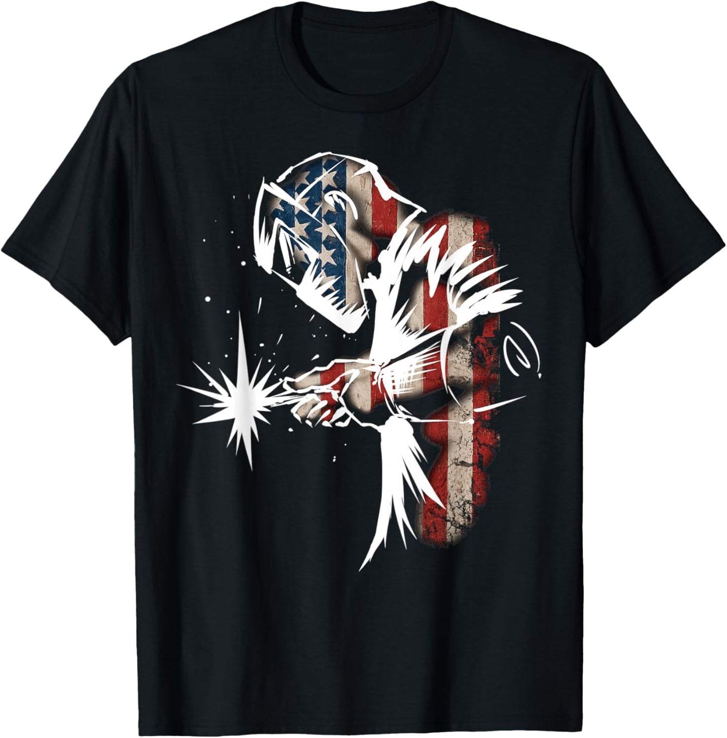 Welder American Flag USA Patriotic Welder T-Shirt - T-Shirt | Black