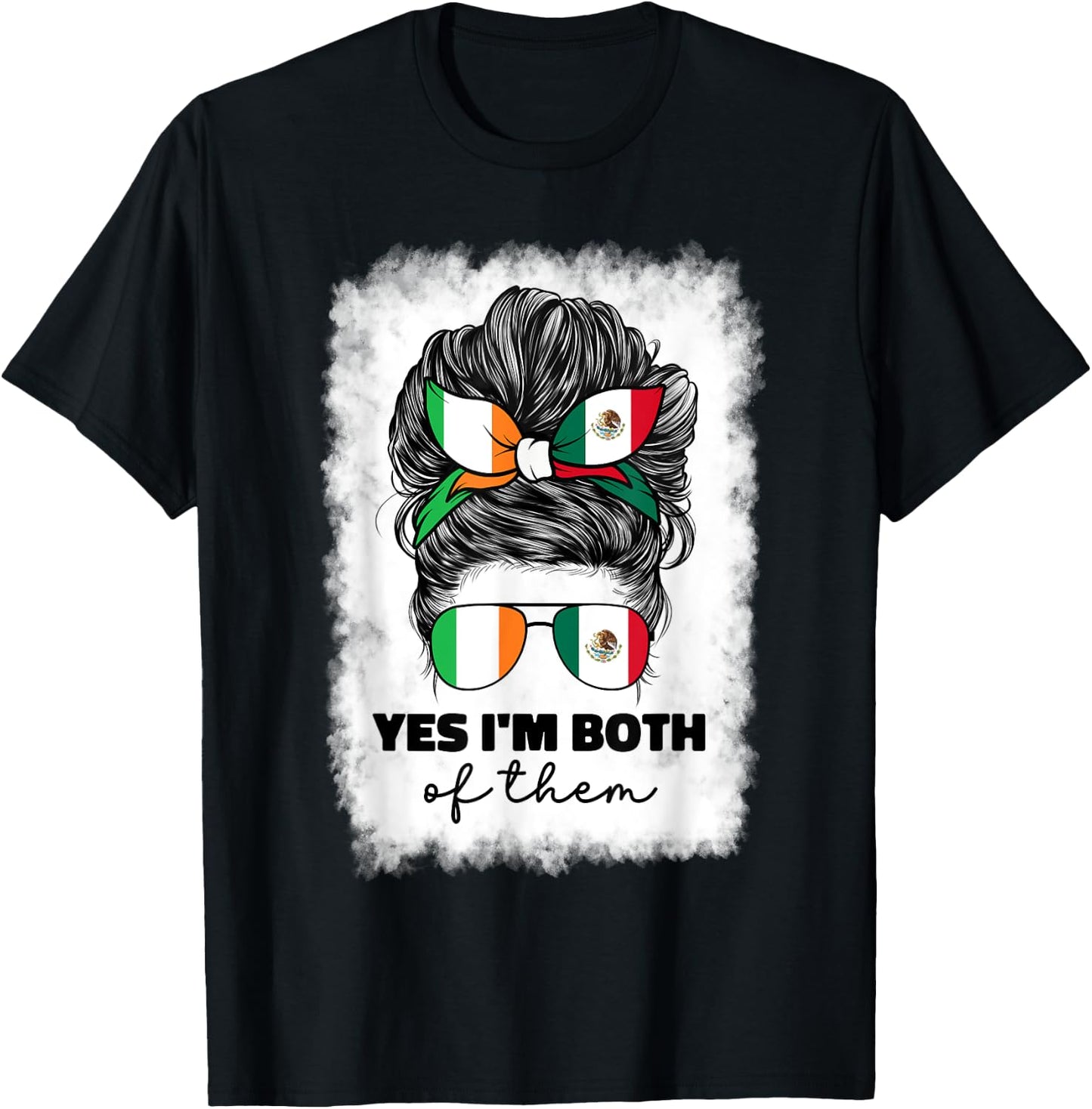 Half Mexican And Irish Mexico Ireland Flag Girl T-Shirt - T-Shirt | Black