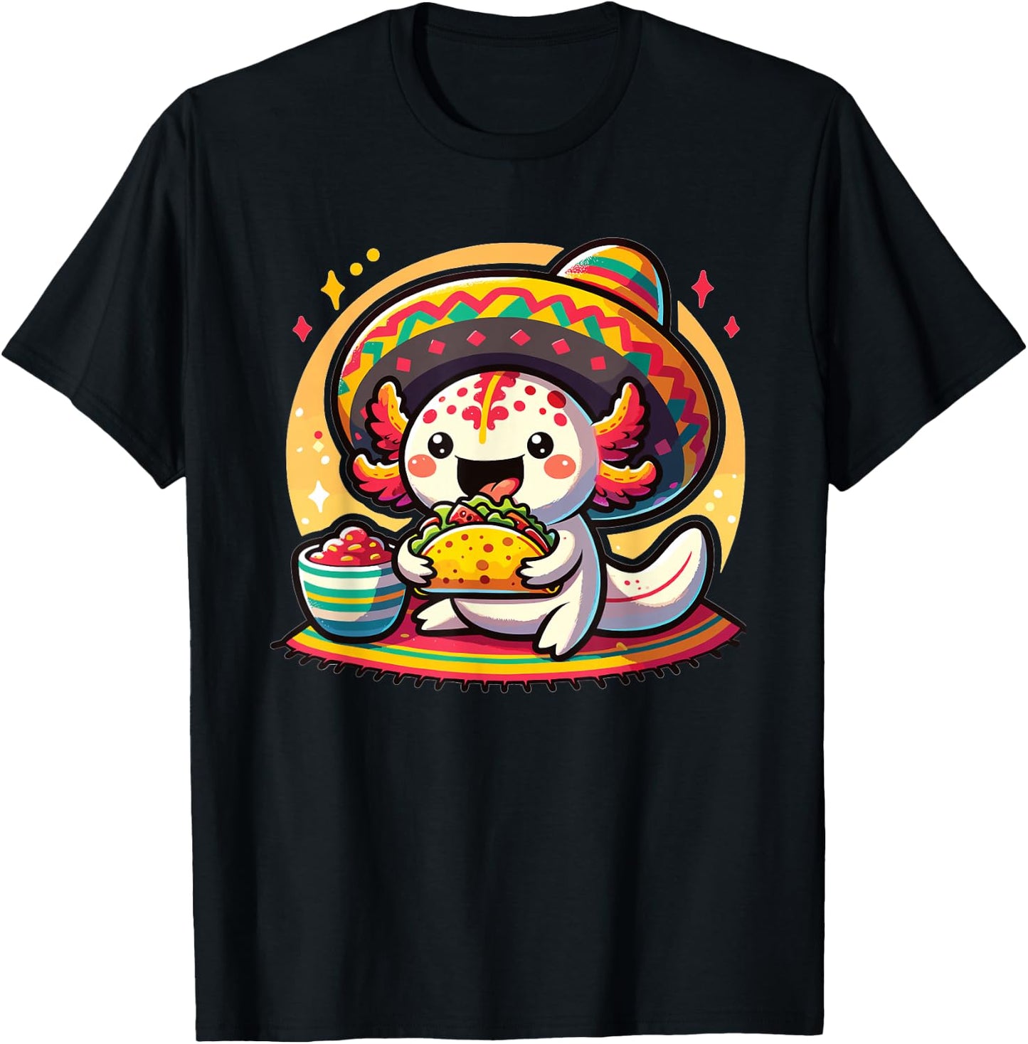 Tacolotl Funny Mexican Axolotl Eats Taco T-Shirt - T-Shirt | Black