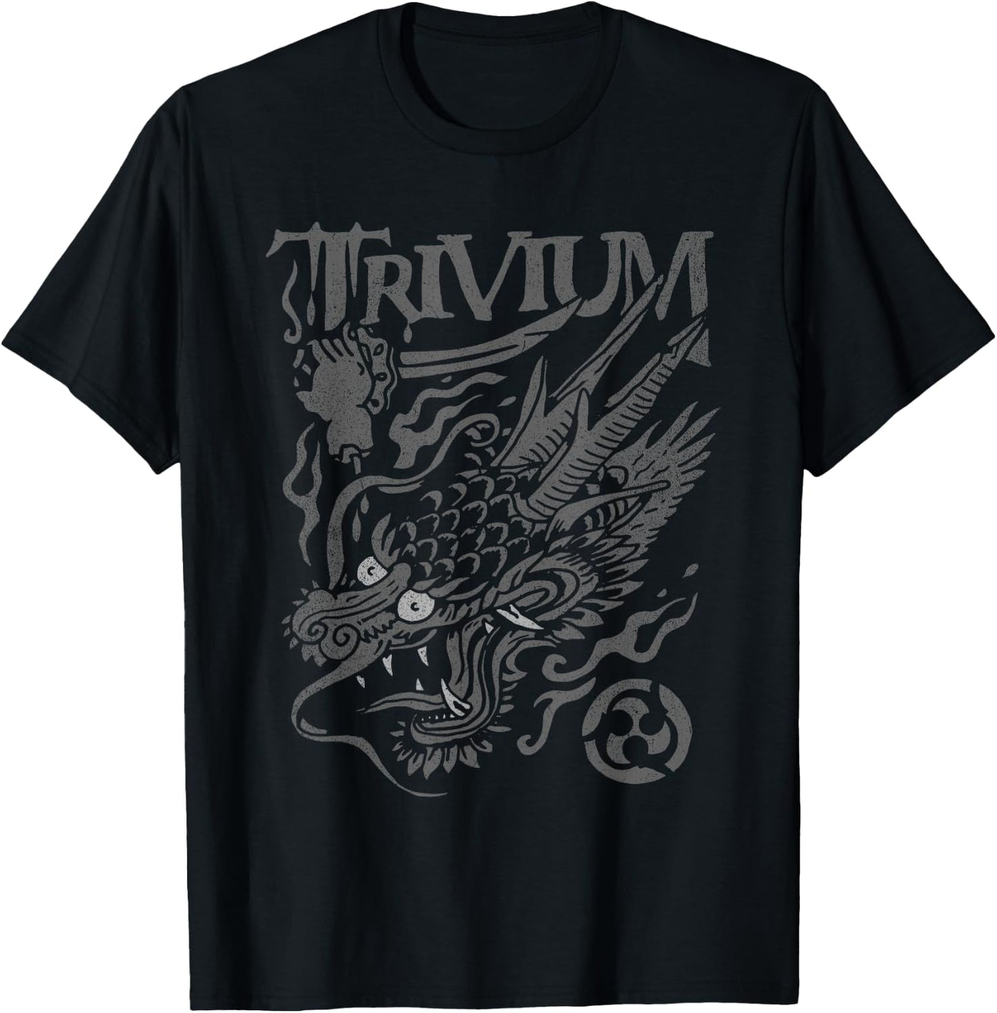 Trivium Screaming Dragon Black and White T-Shirt - T-Shirt | Black