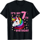 Unicorn Girl 7 Birthday Unicorn It's My 7th Birthday T-Shirt - T-Shirt | Black