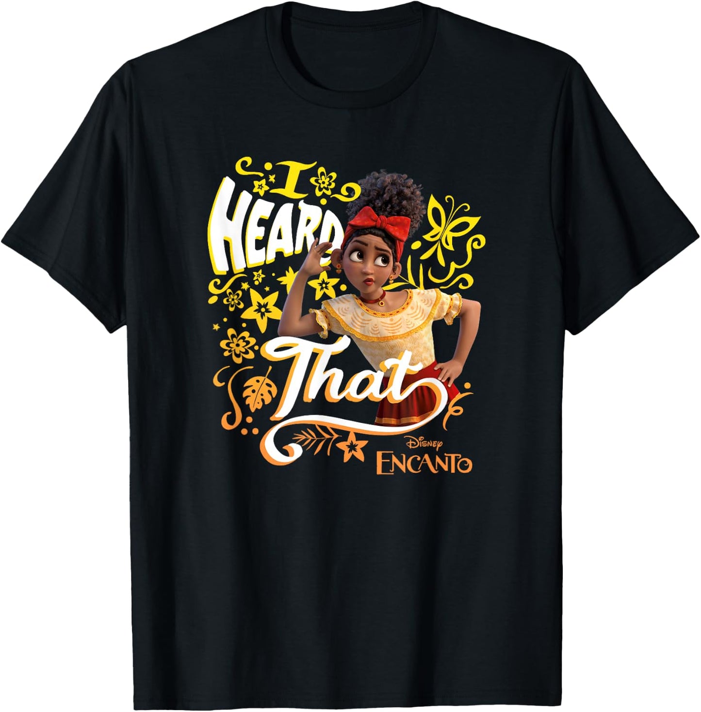Disney Encanto Dolores I Heard That Portrait Small T-Shirt - T-Shirt | Black
