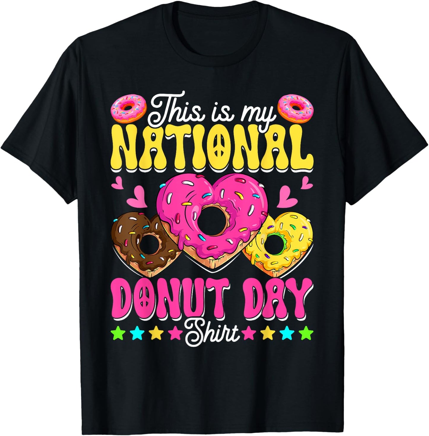 This Is My National Donut Day Funny Boys Girls Son Daughter T-Shirt - T-Shirt | Black