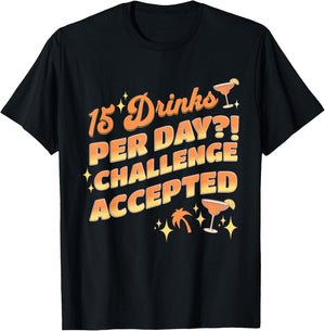 The Vacation Station Apparel Co. Funny Cruise Group Drink Package Challenge Accepted Black T-Shirt - T-Shirt | Black
